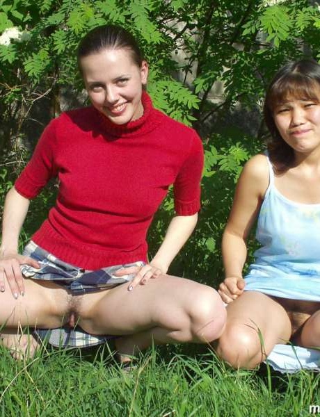 Любительницы лесбиянок демонстрируют свои сиськи и задницы в парке, прежде чем лизать киски 12