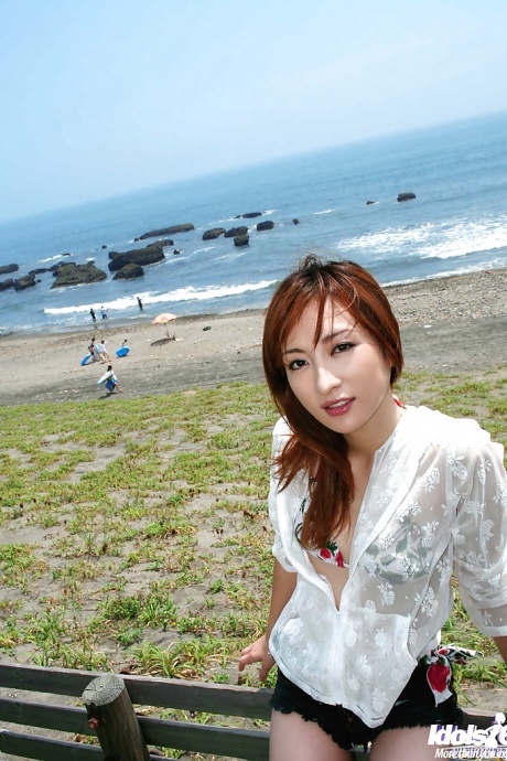 Симпатичная азиатская красотка с аккуратной попкой раздевается и раздвигает ноги 1